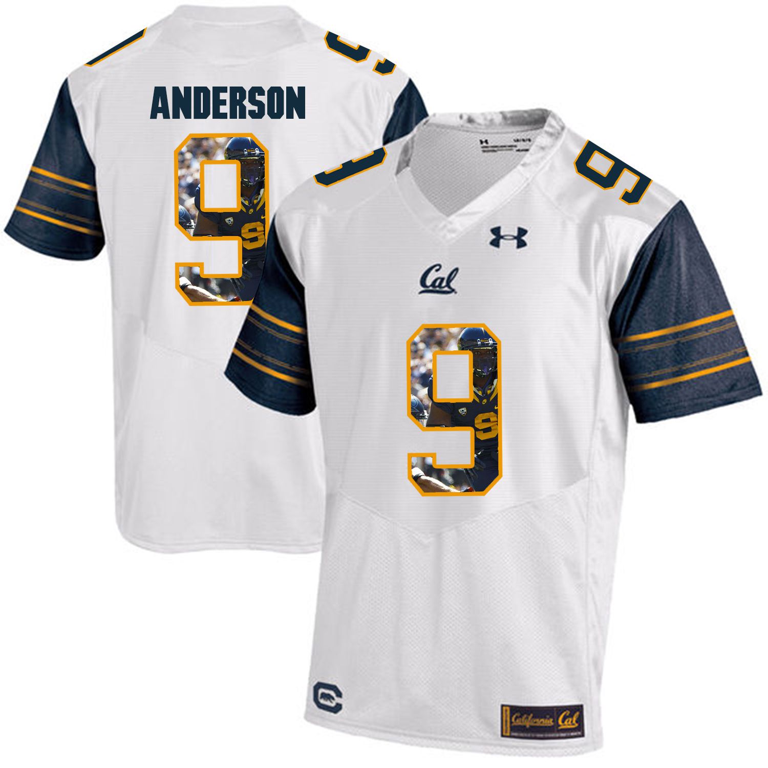 Men California Golden Bears #9 C.J. Anderson White Customized NCAA Jerseys->customized ncaa jersey->Custom Jersey